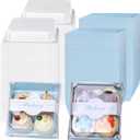 100 Pack Paper Charcuterie Boxes, 5.3x4.9x2.5 Inches Square Disposable Food Containers, Bakery Boxes with Clear Secure Lids for Sandwich Slice Cake Cookies (Blue)