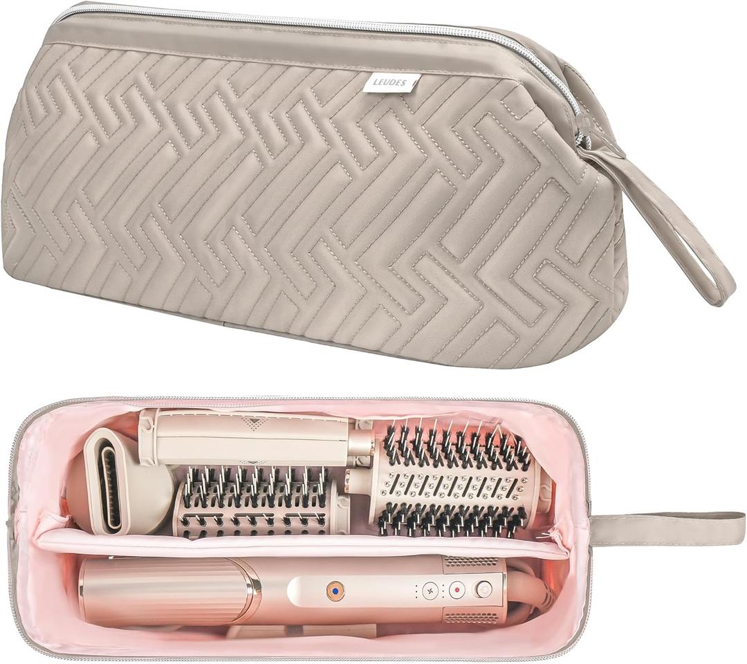 Leudes Hair Tools Travel Bag for Shark Flexstyle Carrying Case Portable Shark Hair Air Wrap Dryer Case Waterproof Dustproof Flat Curling Iron Travel Organizer (Camel)
