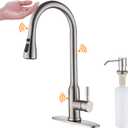 Touch Kitchen Faucet,KEER Smart Kitchen Sink Faucet with Pull Down Sprayer, Touch on Activated Kitchen Bar Sink Faucet Brushed Nickel, Stainless Steel (Brushed Nickel)