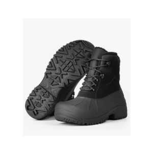 Furuian Winter Boots for Men Waterproof Insulated Snow Boots for Men Non Slip Hiking Duck Boot Mens Fur-Lined Winter Shoes, Size 9.5