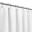 Barossa Design Fabric Shower Curtain 92 Inch Extra Long - Herringbone & Striped, Hotel Grade, Machine Washable, Water Repellent, 160 GSM Heavyweight, White