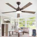 52 Inch Ceiling Fans with Lights and Remote&APP Control, Bronze Smart Ceiling Fan with 3000-6000K Dimmable, 6 Speeds Quiet Reversible Motor, Indoor/Outdoor Ceiling Fan for Bedroom Living Room
