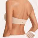 Strapless Bras for Women No-Slip Bandeau Push Up Wireless Comfy Seamless No Underwire Padded Jelly Tube Top Bra (Beige), M