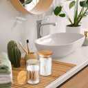 6 Pack Glass Apothecary Jars with Lids Bamboo Bathroom Accessories Cotton Balls Pads Swabs Holder Jar Bathroom Canisters for Vanity Accessories Storage