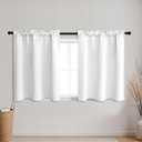 KOUFALL Small Window Curtains White Short 24 Inch Length Semi Blackout for Kitchen Bathroom Door Laundry Room