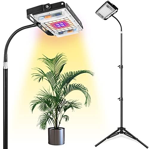 LBW Grow Light with Stand, Full Spectrum LED Floor Plant Light for Indoor Plants, Grow Lamp with On/Off Switch, Adjustable Tripod Stand 15-48 inches