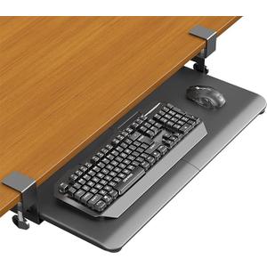 Under Desk Keyboard Tray, Pull Out Keyboard Tray with C-Clamp Mount, 25.6" (29.7") x 11.8" Platform