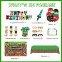 73Pcs Pixel Birthday Party Decorations for Boys, Pixel party supplies Kit, Gaming-Themed Birthday supplies Set including Banner, Tablecloth, Sword Foil Balloons, Cupcake Toppers.