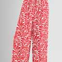 PRETTYGARDEN Womens Pants Elastic Waist Floral Lightweight Palazzo Pants for Women Casual Lounge Wide Leg Pants Woman, M