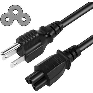 3 Prong AC Laptop Power Cord 15 Feet, NEMA 5-15P to C5 (Mickey Mouse) 10A 125V 18AWG, IEC-60320 IEC320 C5 to NEMA 5-15P, Laptop Power Brick Cord- ETL Listed