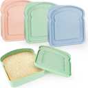 Sandwich Containers, 3Pcs Reusable Sliced Toast Boxs, Bread Holder Bread Container for Lunch, Toast Keeper for Adults, Microwave & Dishwasher Safe(Blue, Pink, Green)