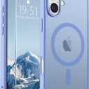 SUPFINE Magnetic for iPhone 16 Case (Compatible with MagSafe) (Military Grade Drop Protection) Slim Translucent Matte Shockproof Phone Cover,Blue Purple