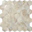 20 Sheets Hexagon Peel and Stick Backsplash for Kitchen Wall, Heat Resistant Stick on Backsplash PVC Smart Tiles, 12'' Ecru Beige Stone Waterproof Peel and Stick Tile for Bathroom