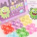 24 Pack Valentine Day Crystal Clear Slime Party Favors, Non-Sticky, Valentines Day Gifts for Kids, Classroom Exchange Stress Relief Fidget Toys Boys Girls, Easter Basket Stuffers