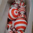 Red and White Christmas Ornaments Set, 14Pcs Christmas Tree Decorations with 6.5 inches Candy Cane Lollipop Ornaments, Shatterproof Xmas Balls Hanging Ornaments for Tree Home Holiday Party Decor