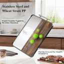 2 Pack Stainless Steel Cutting Board Set, Large Cutting Boards for Kitchen, Double Sided Meat Chopping Board with Handle, Non Toxic Wheat Straw PP/Dishwasher Safe/Food-Grade (1611 In)