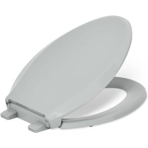 KOHLER 4636-RL-95 Cachet ReadyLatch Elongated Toilet Seat Slow Close, Soft Close Toilet Seat Quiet Lid, Contoured Grip-Tight Bumpers Installation Hardware, Apartment Essentials, Ice Grey