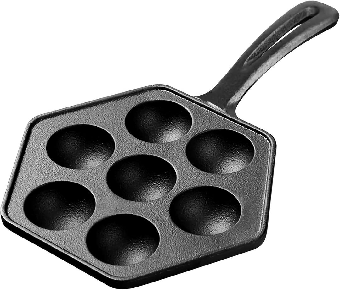 WUWEOT Nonstick Aebleskiver Pan, Cast Iron Takoyaki Griddle Stuffed Pancake Maker for Making Munk, Pancake Balls, Poffertjes, Puffs, Takoyaki, Banh Khot, Thai Kanom Krok