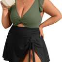 Charmo Ruffle Ribbed Plus Size Swimdress for Women One Piece Swimsuit High Waisted Tummy Control Bathing Suit 2026, Size: 2X