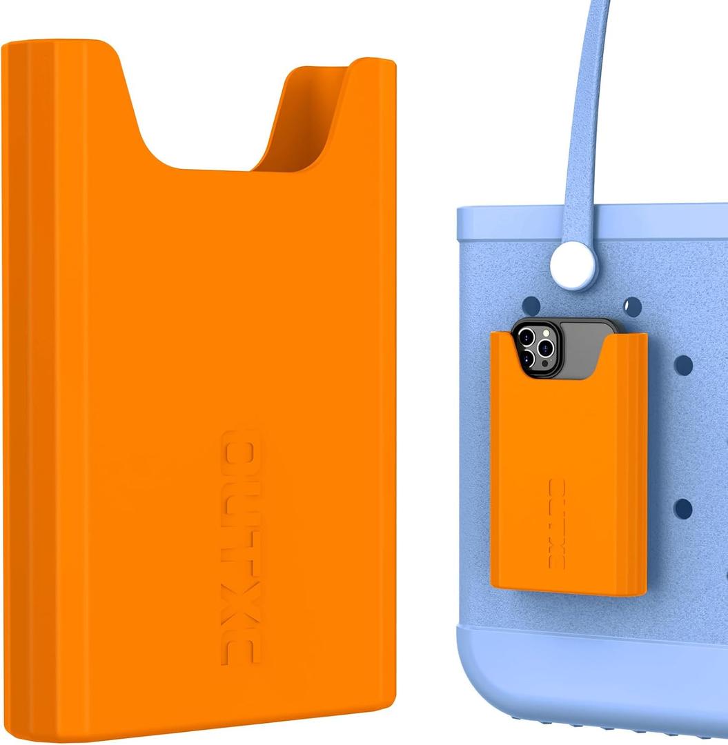 OUTXE Silicone Phone Holder Accessories for Bogg Bag, Phone Case Holder Compatible with All Bogg Bags, Orange Cell Phone Insert for Simple Modern Beach Bag (Orange You Glad)