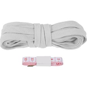 PATIKIL Flat Drawstring Cord 10mm x 5 Yd, Draw String Replacement Flat Rope Soft Cotton Hoodie String Cords Roll with Ruler for Sweatpants Shorts Pants Strap Garment, Grey