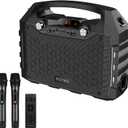 Hotec Wireless Bluetooth Portable PA Speaker System, Powerful Bluetooth Karaoke Machine with Dual Wireless Microphones for Karaoke, Wedding, Party, Teaching, Lecture, Church, Outdoor Indoor Activities