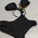 OYOANGLE Women's Chain Linked Cut Out Halter One Piece Swimsuit Tummy Control Bathing Suit (Medium, Black)