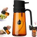 2 in 1 Olive Oil Sprayer for Cooking, Light-Blocking Olive Oil Dispenser Bottle for KitchenSpray and Pour, 16oz/470ml Dark Amber Glass Bottle, Upgraded ABS Black Cap Oil Mister for Air Fryer