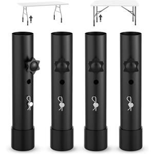 Table Leg Extensions - Metal Folding Table Risers, Rubber Base for Stability, 2 Levels/Heights Adjustable (3.6"/ 5.2" - 4 Pack) Table Leg Extensions - Metal Folding Table Risers, Rubber Base for Stability, 2 Levels/Heights Adjustable (3.6"/ 5.2" - 4 Pack)