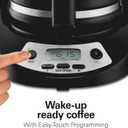 Hamilton Beach 12 Cup Programmable Drip Coffee Maker Machine, Regular & Bold Brew Options, Auto Pause and Pour, Glass Carafe, Black with Stainless Accents (46299J)