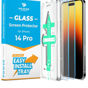 Power Theory [2 Pack Screen Protector for iPhone 14 Pro Premium Shatterproof Temptered Glass [9H Hardness], Easy Install Frame, 99.99% HD Clear, Bubble Free, Case Friendly, Anti-Scratch, Anti-Smudge