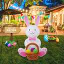 5FT Inflatable Bunny Decoration with Built-in LED Light, Easter Outdoor Yard Decoration for Lawn, Garden, Party