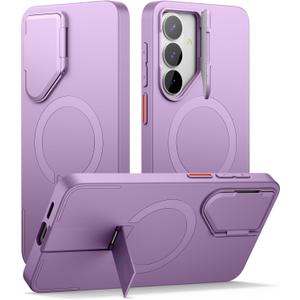 SURITCH for Samsung Galaxy S26 Phone Case, Magnetic Protective Cover with Camera Cover & Adjustable Metal Kickstand for Galaxy S26 -Taro Purple
