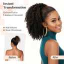 LEEONS Afro Kinky Curly Drawstring Ponytail for Black Women, 10 Inch Short Updo Ponytail Extension with 4 Hidden Combs, Chestnut Highlights for Natural Look (MB/33#)​