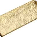 9.84.3Inch Gold Metal Decorative Tray, Reusable Stainless Steel Serving Trays, Rectangle Bar Trays for Liquor Display, Decorative Bar, Vanity, Coffee Serving Tray