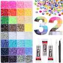 37000Pcs 32 Colors Resin Jelly Rhinestones for Bedazzling, 3mm Multicolor Flatback Gems for Crafting, Bedazzler Kit with 3Pcs B7000 Jewelry Glue for Clothes Crafts Shoes Decor Nail Art There Are No Details
