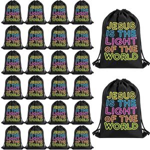 Kacctyen 25 Pack Vbs 2026 Christian Drawstring Backpack Jesus Is The Light 12 x 10 in Bag for Church Events Vacation Sunday