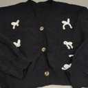 SHENHE Girl's Bow Button Down Knitted Cardigan V Neck Loose Cute Crop Sweater Outwear 12Y