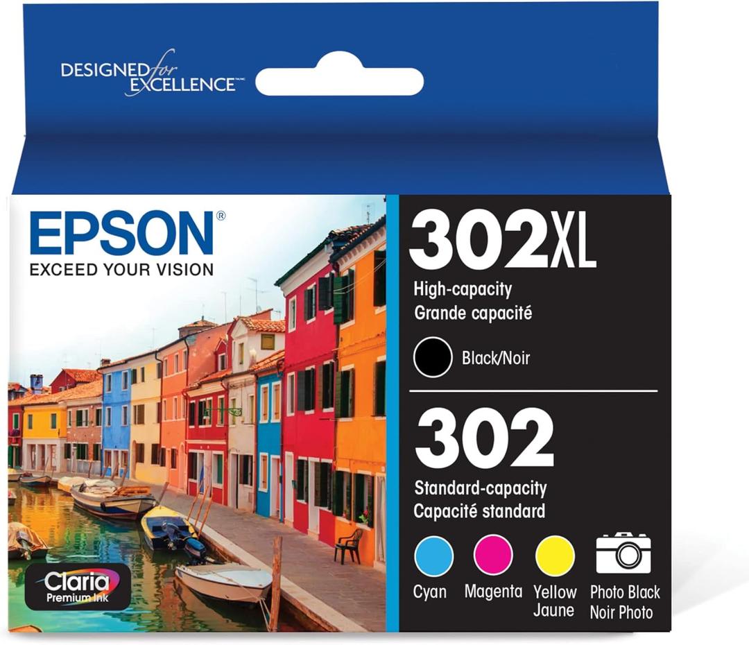 EPSON 302 Claria Premium Ink High Capacity Black & Standard Color Cartridge Combo Pack (T302XL-BCS) Works with Expression Premium XP-6000, XP-6100