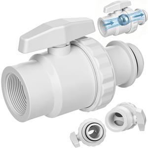 Lounsweer 1 Pack 1.5 Inches Two Way Ball Valve Sprinkler Valve PVC Pipe with Union PVC Construction for Pool Spa Irrigation and Plumbing Systems Irrigation Industry Sewage Water Pipe