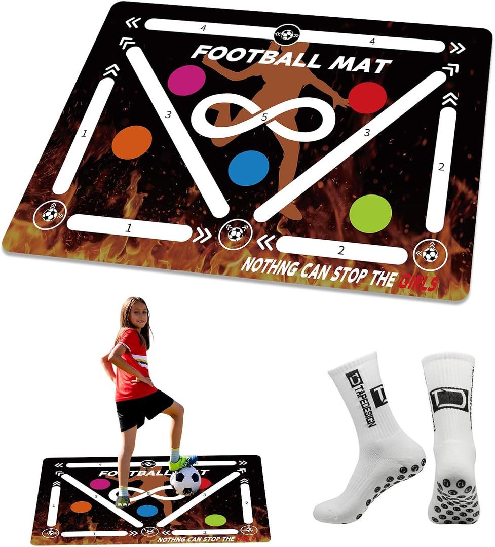 Soccer Training Mat for Indoor Use - Agility Equipment for 4-16, Improve Speed and Coordination - Anti-Slip/Silent Footstep Mat With Video and Dynamic Manuals