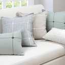 Decorative Linen Cotton Pillow Covers Embroidery Plaid Lumbar Farmhouse Throw Pillows Cases Check Cushion Cover Sham for Couch Sofa Chair Bed Living Room Home Decor, 2012 Inch 2 Pack White