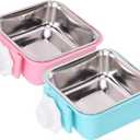 Dog Crate Bowl for Cage, Detachable Stainless Steel Pet Food Bowls, Hanging Anti-overturning Water Feeder Container Coop Cup for Cat Puppy Birds Rats Guinea Pigs Rabbit Hamster (2PCS)
