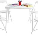 Flash Furniture Mindy Kids 5-Piece Folding Square Table and Chairs Set for Daycare and Classrooms, Children's Activity Table and Chairs Set, White