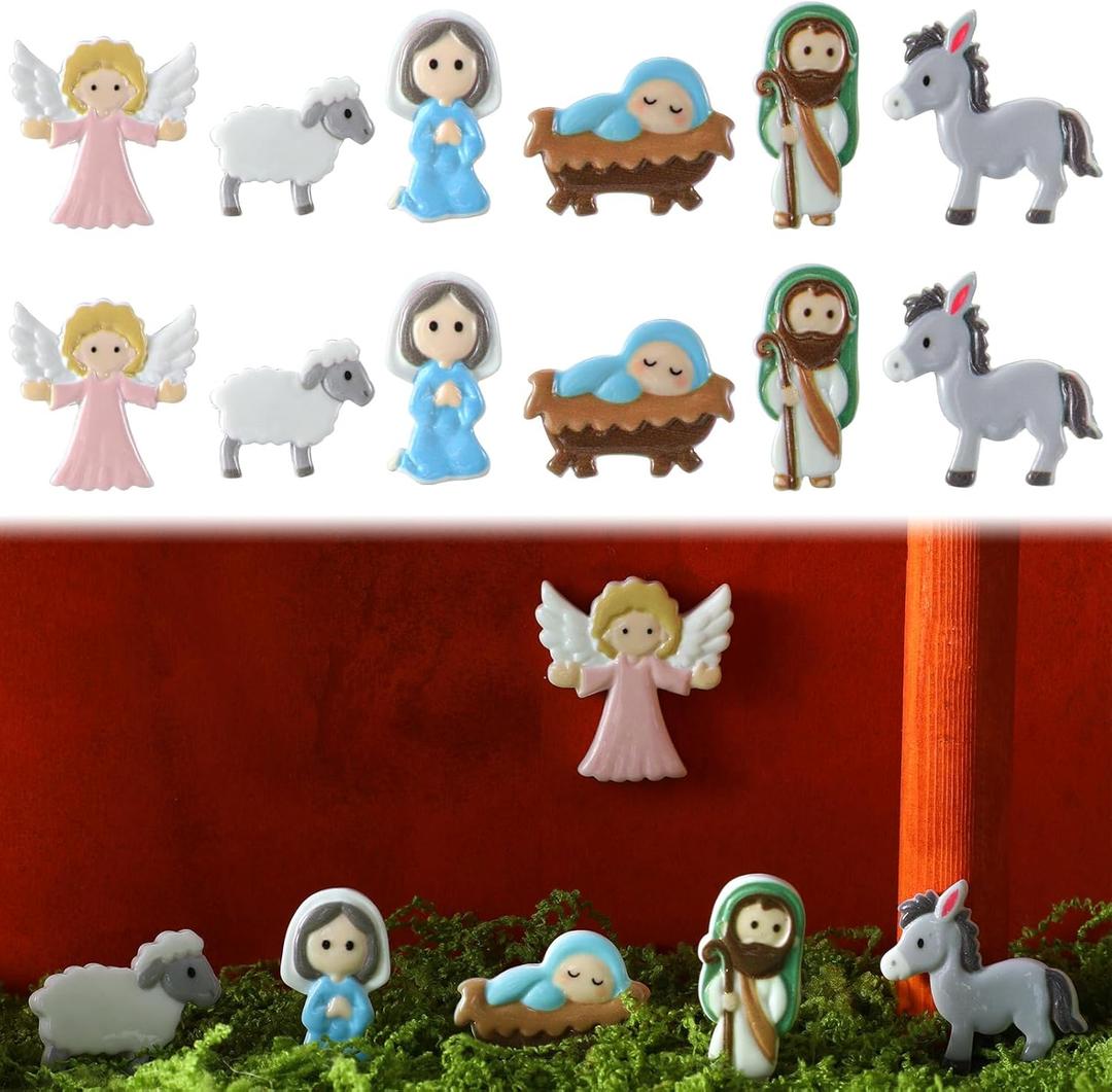 Cinnvoice 60 Pcs Christmas Nativity Sets for Crafts Mini Nativity Scene Resin Figurines Jesus Crafts Tiny Religious Christ Savior Decor for Xmas DIY Craft Embellishment Decoration(Jesus)
