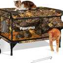 Weatherproof Heated Cat House for Outdoor in Winter, Heated Cat Bed Kitty Shelter with Cat Heating Pad, Insulated & Safe Escape Door, Warm House for Outside Stray Cat (Leaf Color, 17"x25"x17")