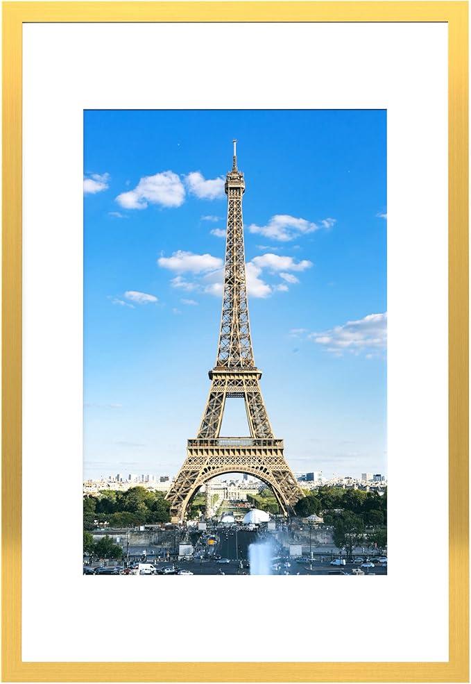 PEALSN 24x36 Poster Frame, Display Pictures 20 x 30 with Mat or 24 x 36 Without Mat, Poster Frames 24 x 36 inches for Wall Mounting Display, Gold