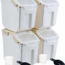 Saim Flour Storage Containers Bin 25lbs, 4Pack Airtight BPA Free Rice & Food Dispenser with Measuring Cup, Scoop - Kitchen Pantry Organizer for Flour, Rice, Grain, Cereal, Pet Food (Grey)