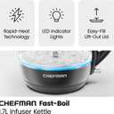 Chefman Electric Kettle with Tea Infuser, 1.7L 1500W, Removable Lid for Easy Cleaning, Boil-Dry Protection, Stainless Steel Filter, BPA Free, Auto Shut Off Hot Water Boiler, Glass Electric Tea Kettle