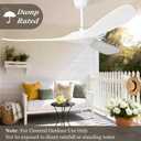 60 Inch White Ceiling Fan No Light, Wood Indoor Outdoor Ceiling Fans for Patios Living Room Bedroom Gazebo, Big 3 Blade Propeller Wet Rated Ceiling Fans for Sloped Angled Ceiling